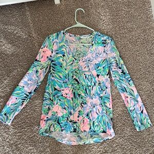 Lilly Pulitzer Pink and Blue Tropical Top